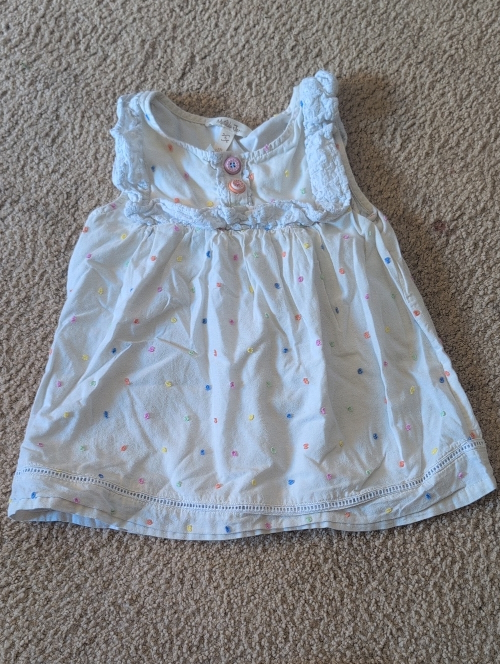 Matilda Jane White Eyelet Tank with Pastel Dot Embroidery